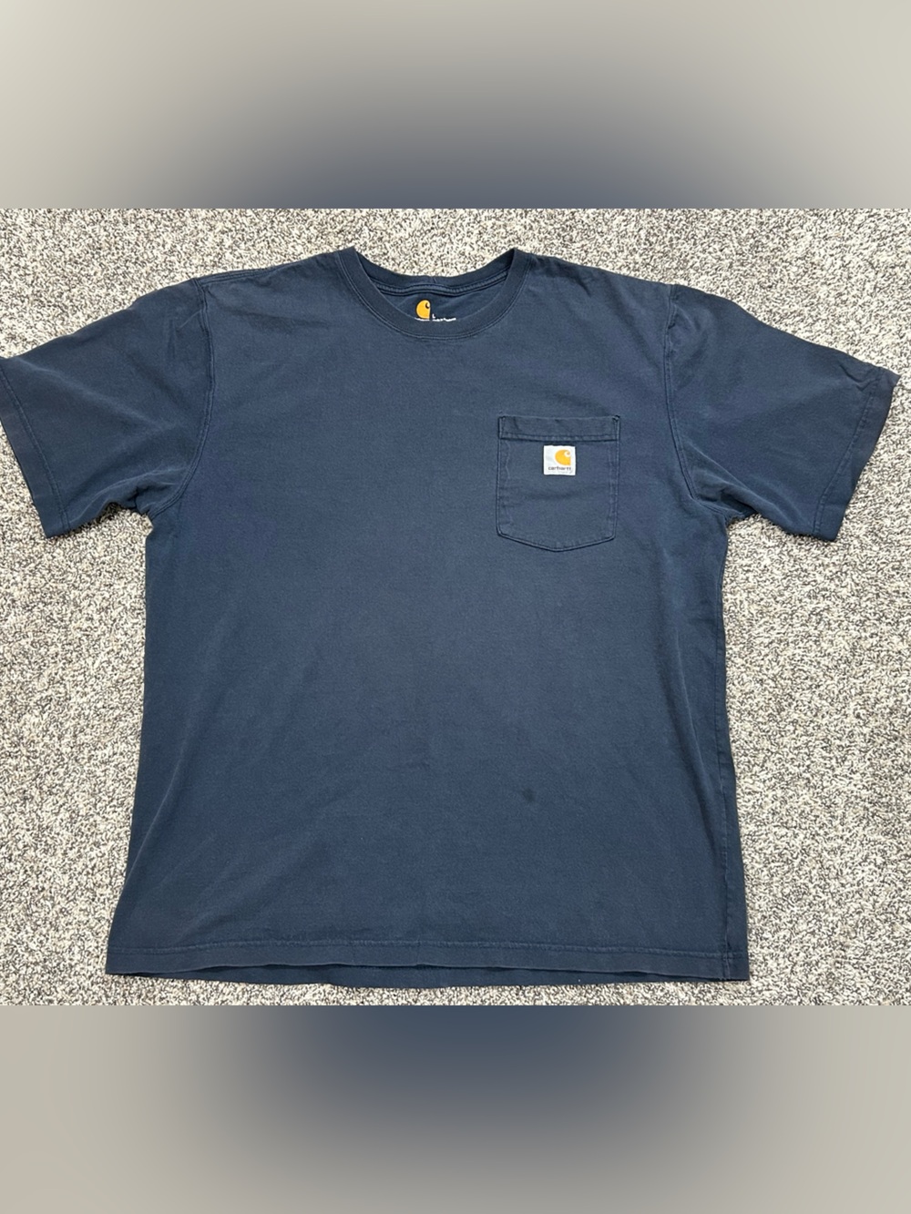 Carhartt Men's Navy Short-Sleeve Pocket T-Shirt Size L Original Fit Distressed